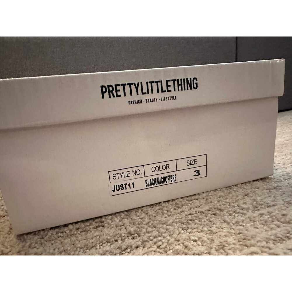 PrettyLittleThing Black Chunky Microfibre Ankle Boots US Size 5/UK Size 3 NWT - Picture 6 of 6